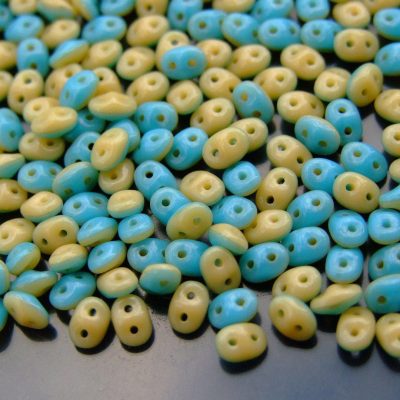 10g SuperDuo Duets Beads Opaque Blue Turquoise Ivory Michael's UK Jewellery