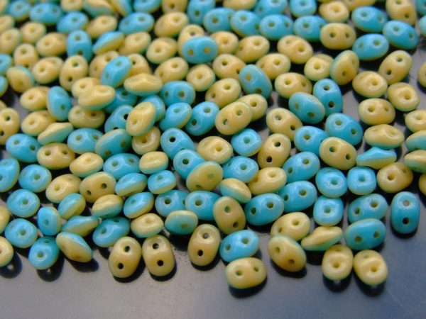 10g SuperDuo Duets Beads Opaque Blue Turquoise Ivory Michael's UK Jewellery