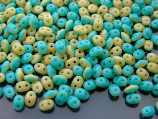 10g SuperDuo Duets Beads Opaque Green Turquoise Ivory Michael's UK Jewellery