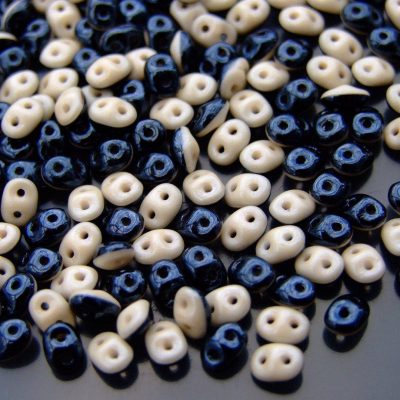 10g SuperDuo Duets Beads Opaque Jet Black Beige Luster Michael's UK Jewellery