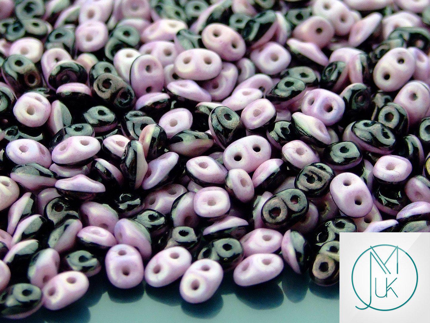 10g SuperDuo Duets Beads Opaque Jet Black Chalk Lilac Luster Michael's UK Jewellery