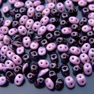 10g SuperDuo Duets Beads Opaque Jet Black Chalk Lilac Luster Michael's UK Jewellery