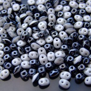 10g SuperDuo Duets Beads Opaque Jet Black Chalk White Luster Michael's UK Jewellery