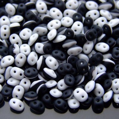 10g SuperDuo Duets Beads Opaque Jet Black White Matt Michael's UK Jewellery