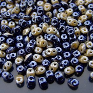 10g SuperDuo Duets Beads Opaque Navy Blue Ivory Luster Michael's UK Jewellery