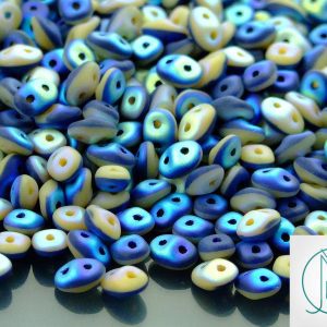 10g SuperDuo Duets Beads Opaque Navy Blue Ivory Matte AB Michael's UK Jewellery