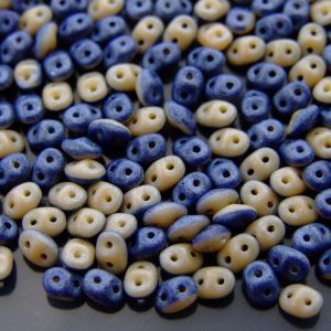 10g SuperDuo Duets Beads Opaque Navy Blue Ivory Matte Luster Michael's UK Jewellery