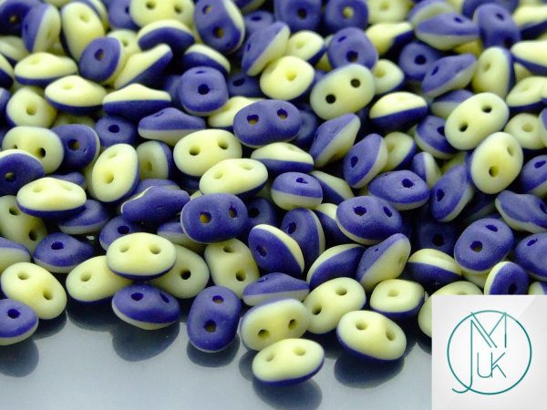 10g SuperDuo Duets Beads Opaque Navy Blue Ivory Matte Michael's UK Jewellery