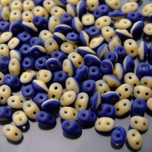 10g SuperDuo Duets Beads Opaque Navy Blue Ivory Matte Michael's UK Jewellery