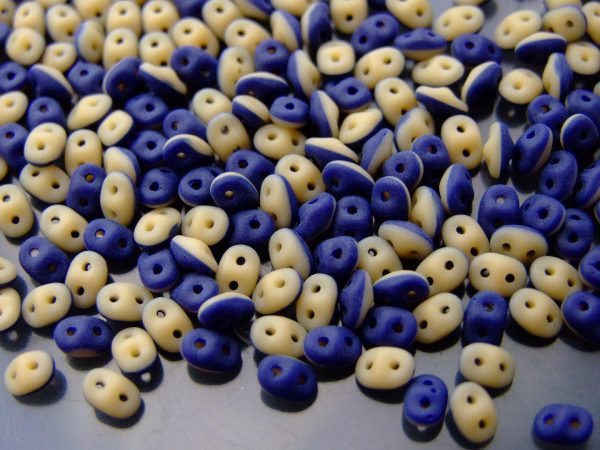 10g SuperDuo Duets Beads Opaque Navy Blue Ivory Matte Michael's UK Jewellery