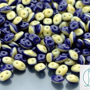 10g SuperDuo Duets Beads Opaque Navy Blue Ivory Michael's UK Jewellery