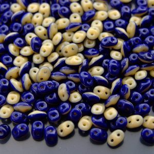 10g SuperDuo Duets Beads Opaque Navy Blue Ivory Michael's UK Jewellery