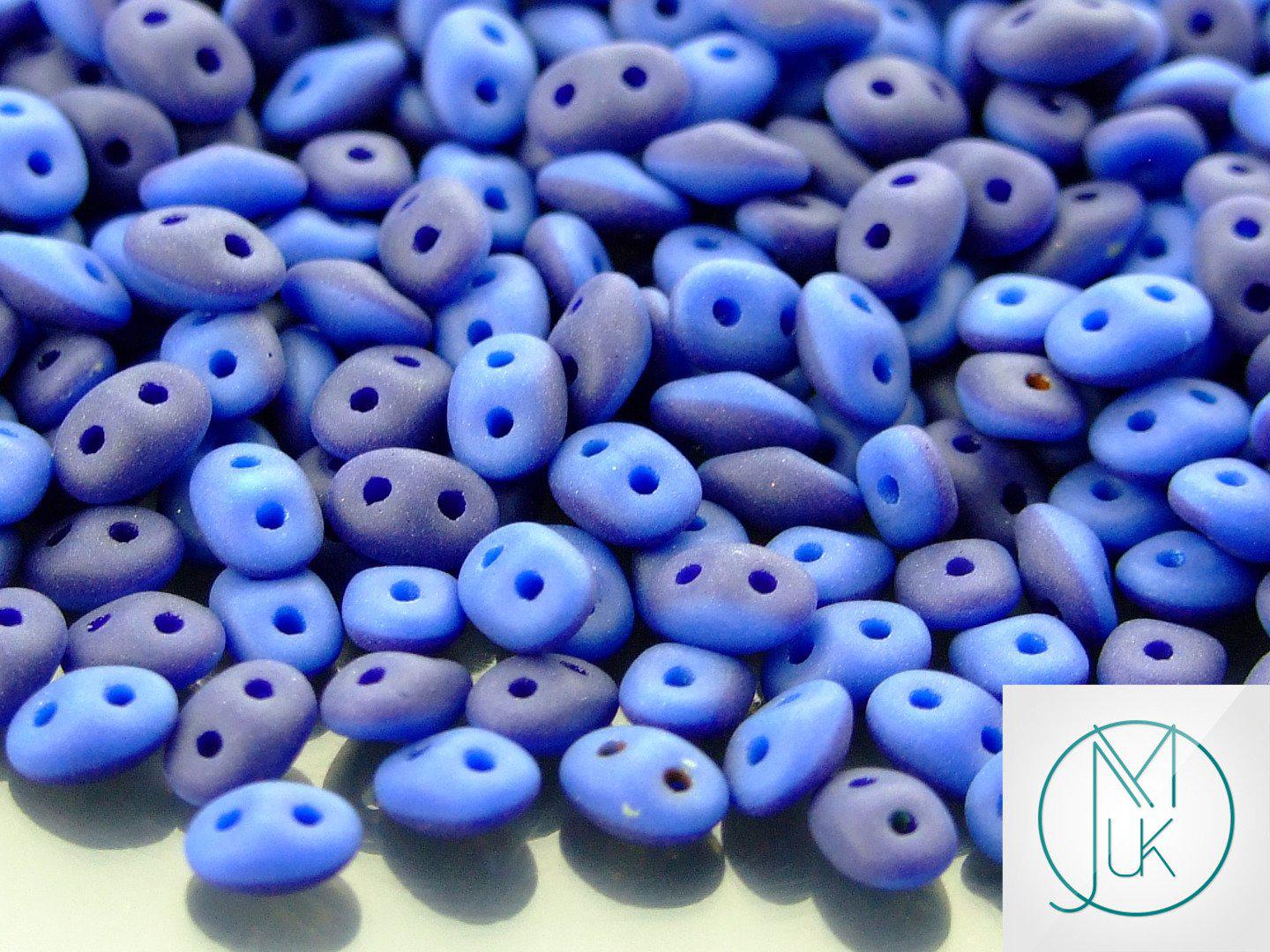 10g SuperDuo Duets Beads Opaque Navy Denim Blue Matte Michael's UK Jewellery