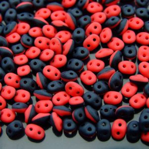 10g SuperDuo Duets Beads Opaque Red Black Matte Michael's UK Jewellery