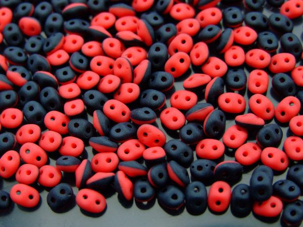 10g SuperDuo Duets Beads Opaque Red Black Matte Michael's UK Jewellery