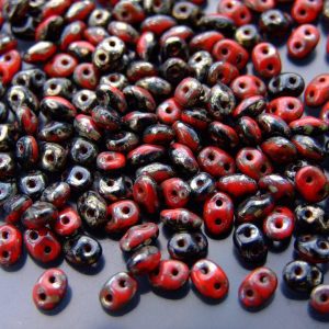 10g SuperDuo Duets Beads Opaque Red Black Picasso Michael's UK Jewellery