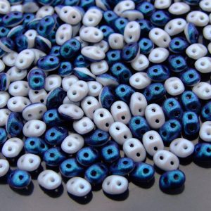 10g SuperDuo Duets Beads Polychrome Bluberry and Cream Michael's UK Jewellery