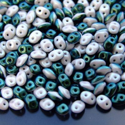 10g SuperDuo Duets Beads Polychrome Mint Choc and Cream Michael's UK Jewellery