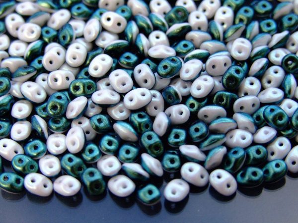 10g SuperDuo Duets Beads Polychrome Mint Choc and Cream Michael's UK Jewellery