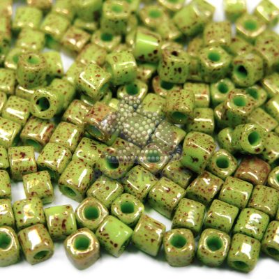 TOHO Cube Beads 1209 Marbled Opaque Avocado Pink 4mm