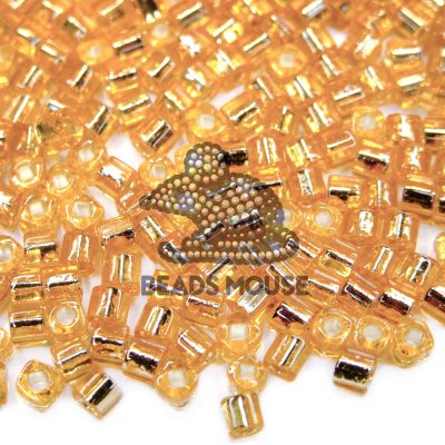 10g Toho Cube Beads 22 Silver Lined Light Topaz 3mm beads mouse