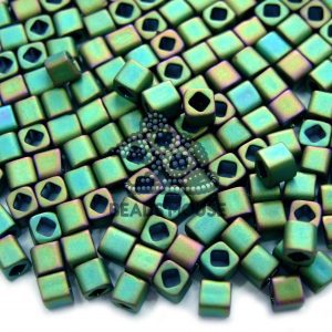 10g Toho Cube Beads 707 Matte Color Iris Peridot 4mm beads mouse