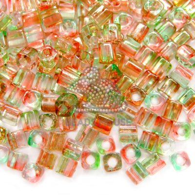 10g Toho Cube Beads Y417 HYBRID Dual Coated Peach Pear 4mm beads mouse