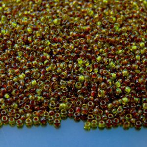 Toho Seed Beads Y315 HYBRID Transparent Lime Green Picasso 11/0 beads mouse