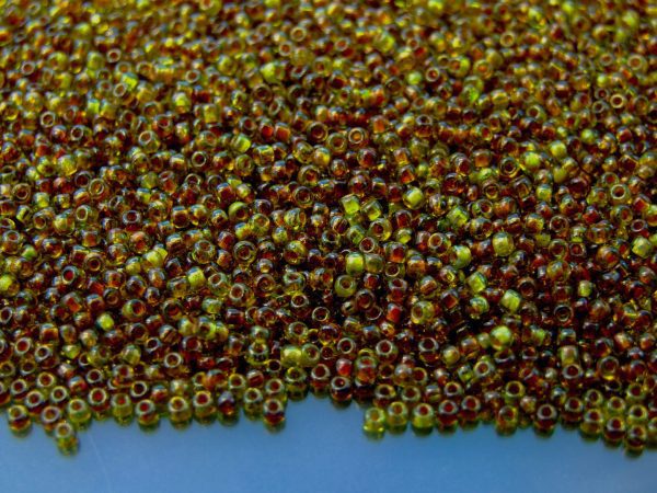 Toho Seed Beads Y315 HYBRID Transparent Lime Green Picasso 11/0 beads mouse