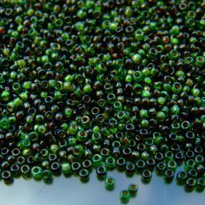 Toho Seed Beads Y318 HYBRID Picasso Transparent Peridot 11/0 beads mouse