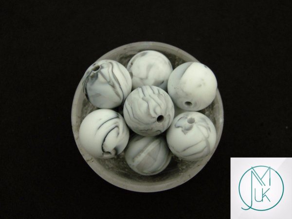 10x 15mm Round Silicone Beads Marble Michael's UK Jewellery