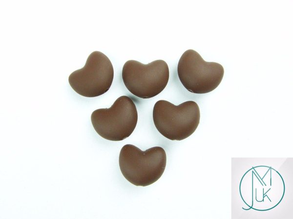 10x Heart 20x17mm Silicone Beads Brown Michael's UK Jewellery