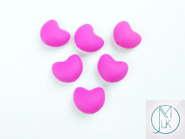 10x Heart 20x17mm Silicone Beads Fuchsia/Violet Red Michael's UK Jewellery