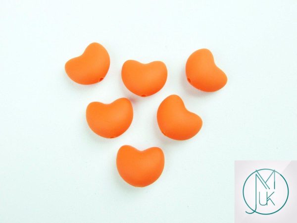 10x Heart 20x17mm Silicone Beads Orange Michael's UK Jewellery