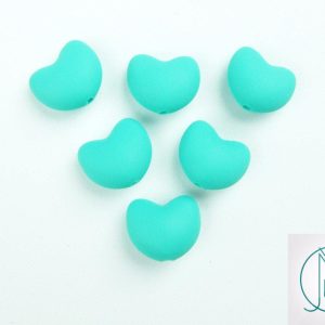 10x Heart 20x17mm Silicone Beads Turquoise Michael's UK Jewellery