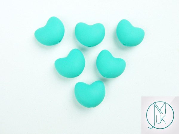 10x Heart 20x17mm Silicone Beads Turquoise Michael's UK Jewellery