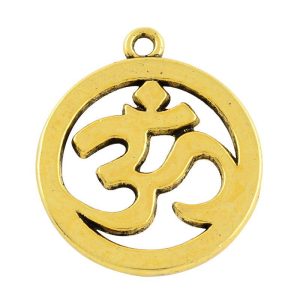 10x Ohm/Aum Symbol Charm 29mm Antique Gold Michael's UK Jewellery