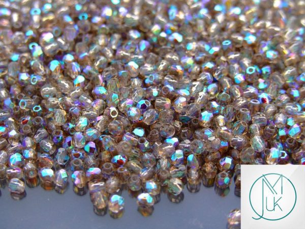 120+ Fire Polished Beads 3mm Black Diamond AB Michael's UK Jewellery