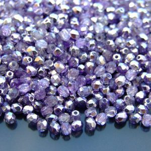 120+ Fire Polished Beads 3mm Coated 1/2 Silver Violet Michael's UK Jewellery