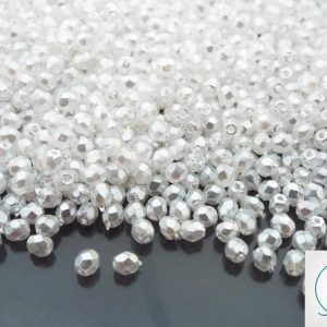 5g Fire Polished Beads Pearl Coated White 3mm beads mouse