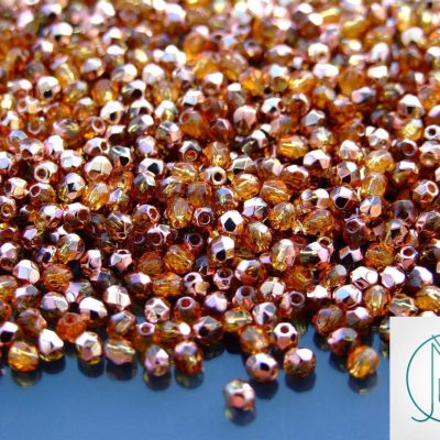 120+ Fire Polished Beads 3mm Copper - Topaz Michael's UK Jewellery