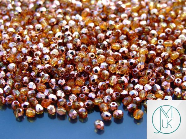 120+ Fire Polished Beads 3mm Copper - Topaz Michael's UK Jewellery