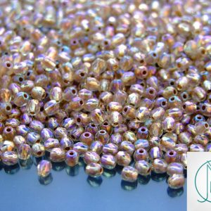 120+ Fire Polished Beads 3mm Crystal AB - Copper Lined Michael's UK Jewellery