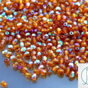 5g Fire Polished Beads Dark Topaz AB 3mm beads mouse