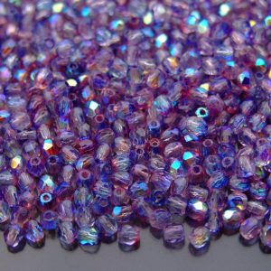 120+ Fire Polished Beads 3mm Dual Coated Pink Blue AB Michael's UK Jewellery