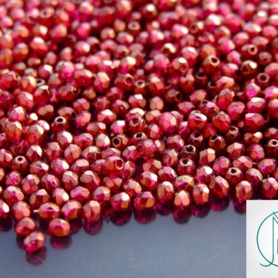 120+ Fire Polished Beads 3mm Hallo - Madder Rose Michael's UK Jewellery