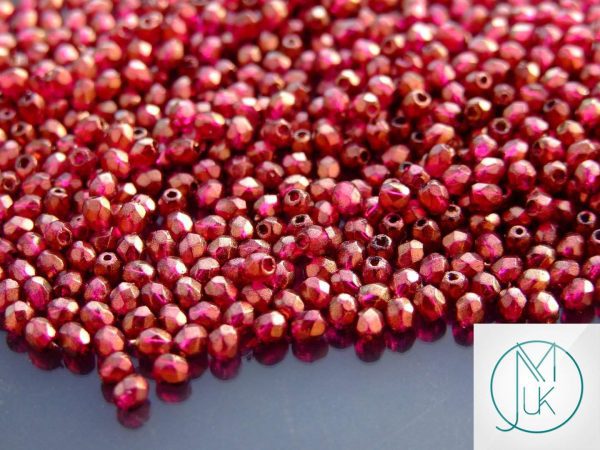 120+ Fire Polished Beads 3mm Hallo - Madder Rose Michael's UK Jewellery