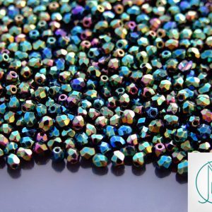 120+ Fire Polished Beads 3mm Iris - Green Michael's UK Jewellery