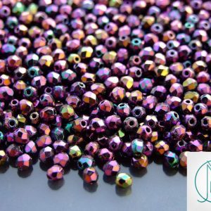 5g Fire Polished Beads Iris Purple 3mm beads mouse