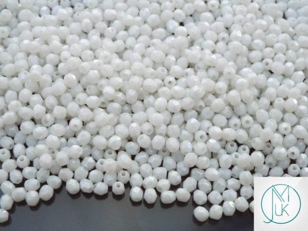 120+ Fire Polished Beads 3mm Luster - Alabaster Michael's UK Jewellery